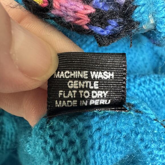 Alpaca Connection Sweater Womens Medium Blue Hooded Zip Llama Knit Cardigan - Picture 6 of 10